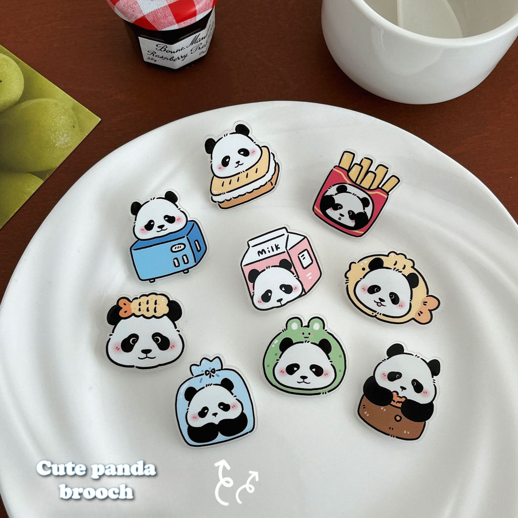Cute Panda Acrylic Brooch Pin - Modomu