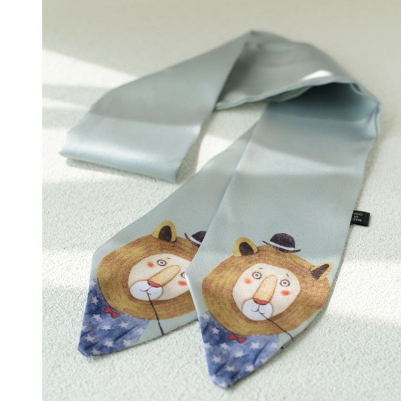 Animal Print Square Silk Tie - Modomu