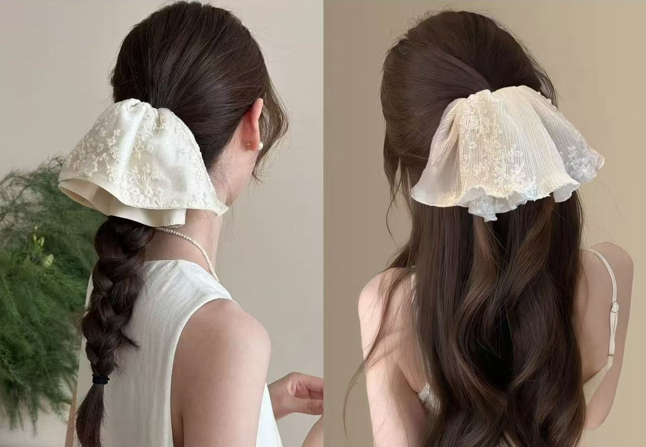 Embroidered Lace Ponytail Clip