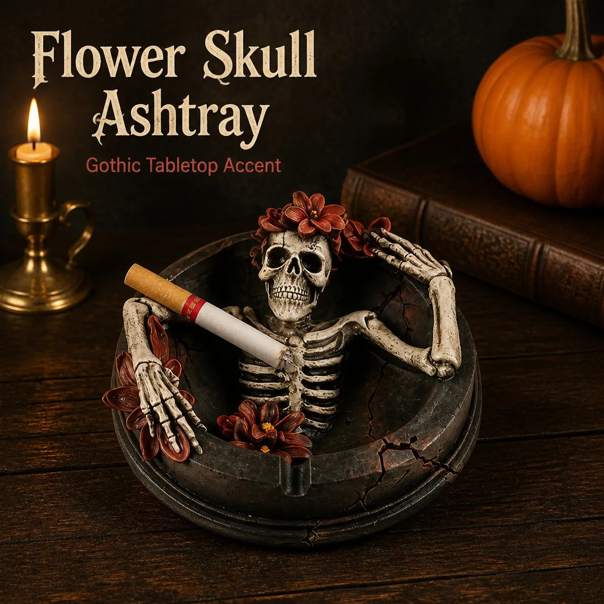 Flower Crown Skull Ashtray