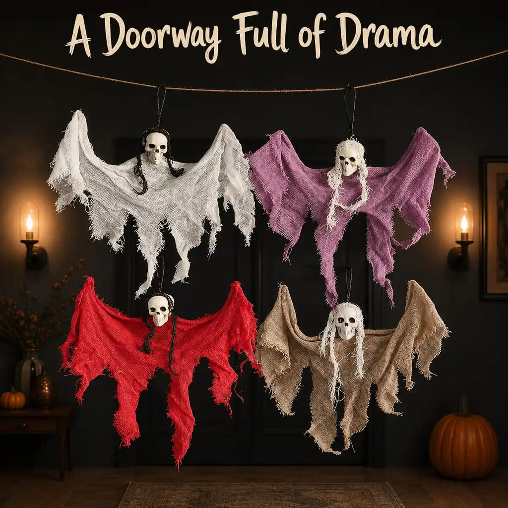 Hanging Skull Ghost Decoration