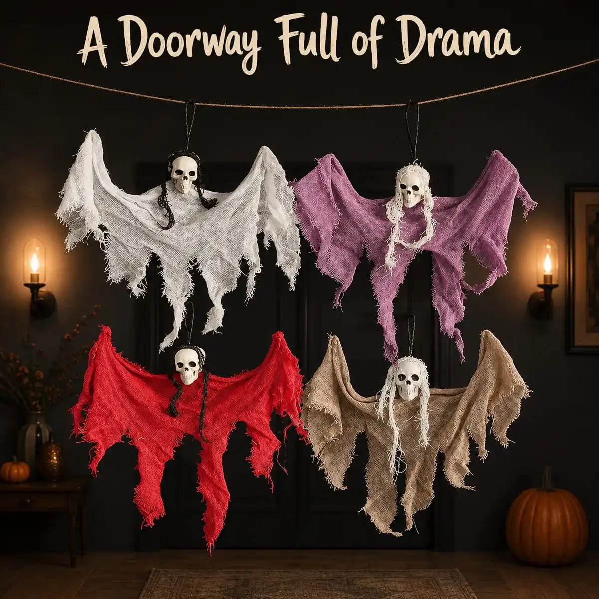 Hanging Skull Ghost Decoration