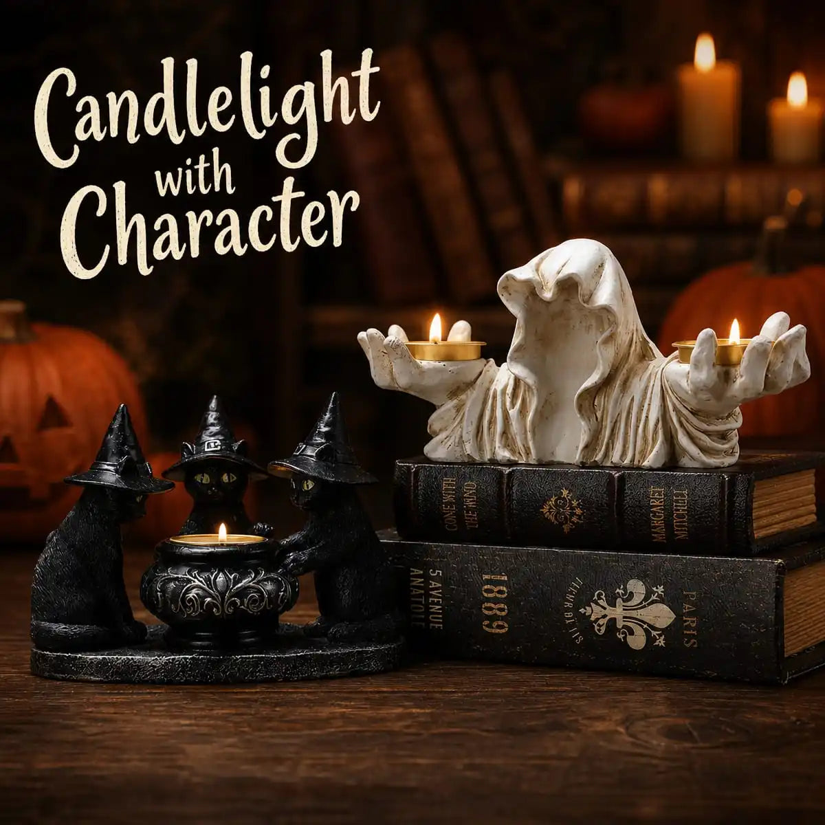 Robed Ghost Candle Pair
