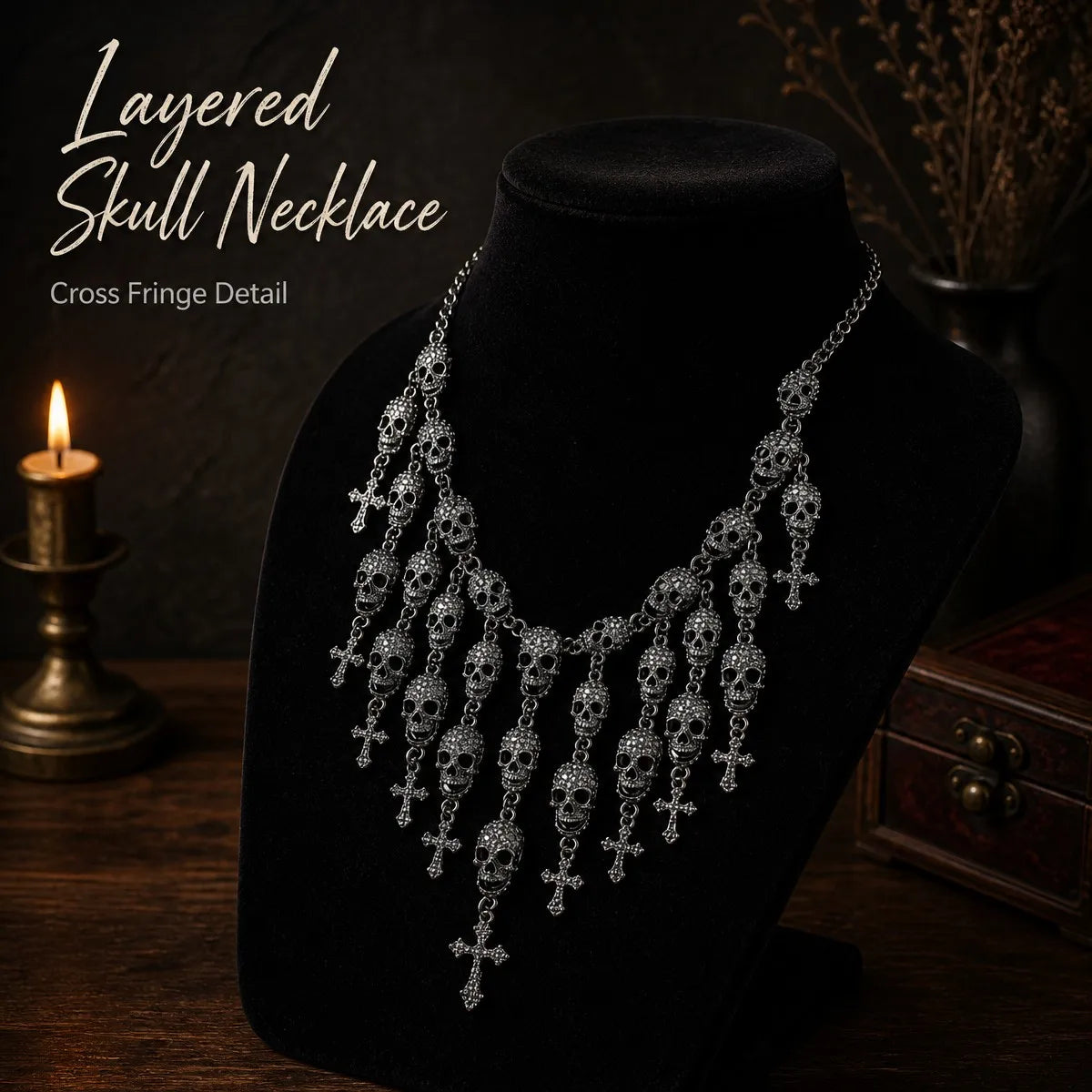 Layered Skull Bib Necklace