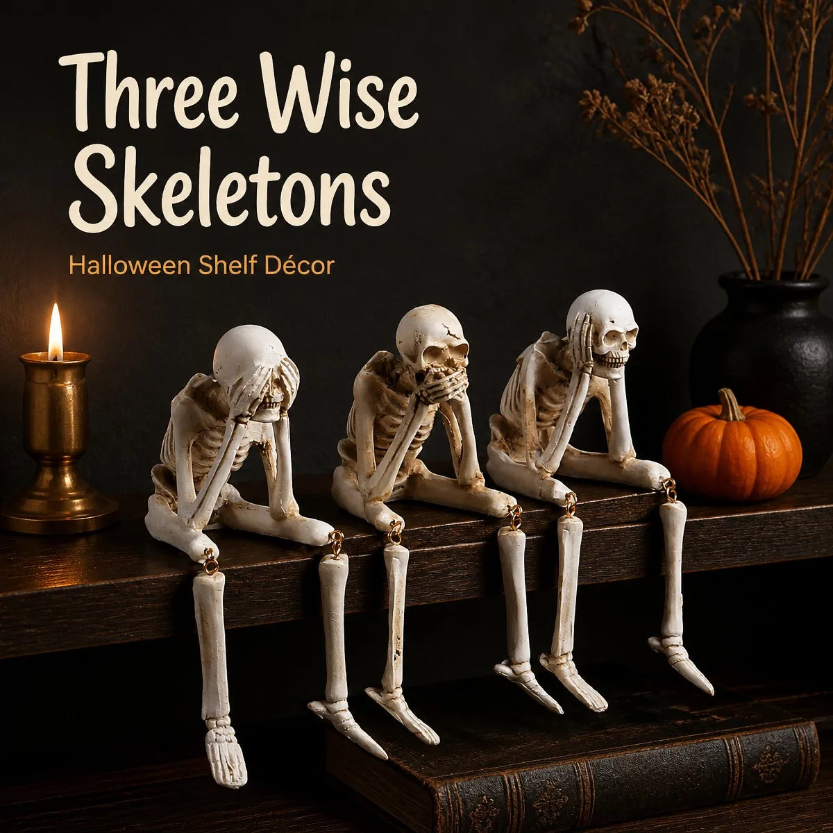 Shelf Sitting Skeleton Trio