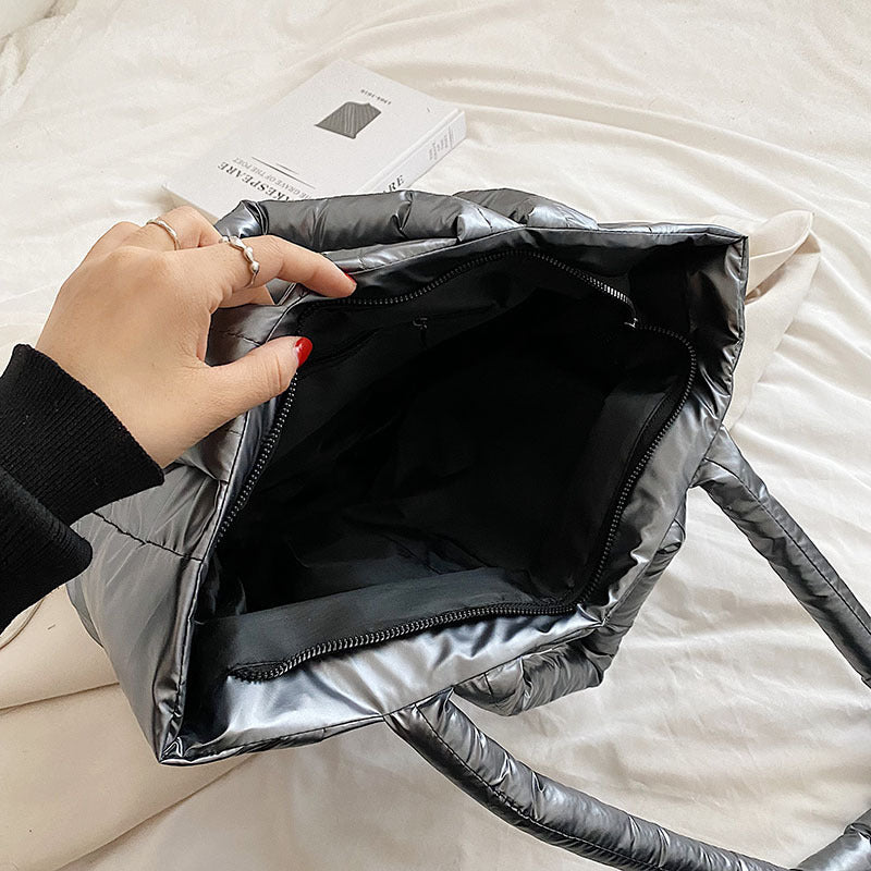 Metallic Puffer Tote Bag