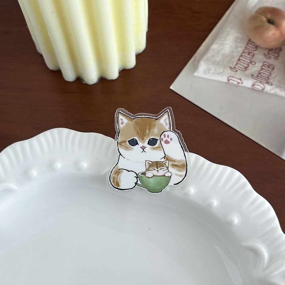 Cute Kitten Acrylic Brooch Pin - Modomu