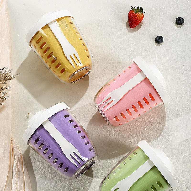 Portable Double Drain Salad Cup
