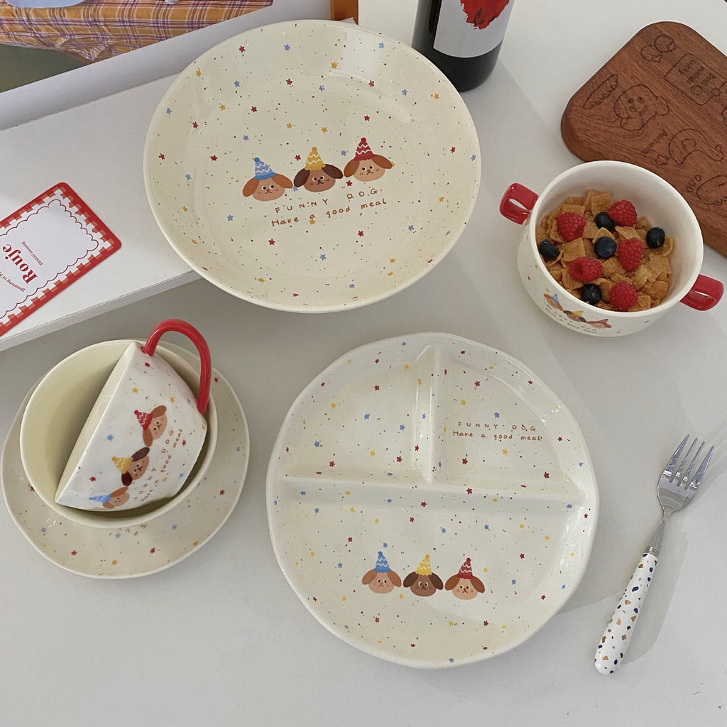 Polka Dot Puppy Divided Plate - Modomu