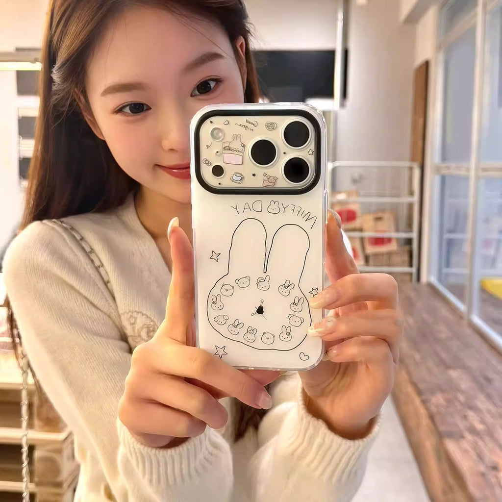 Line Bunny Clock Phone Case