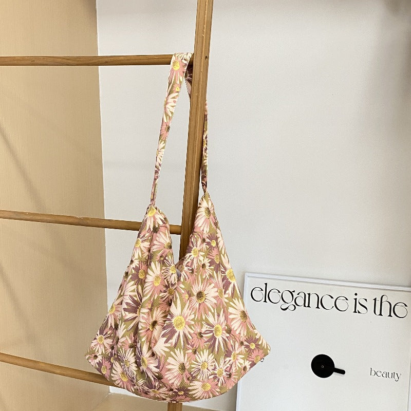 Printed Canvas Slouch Tote