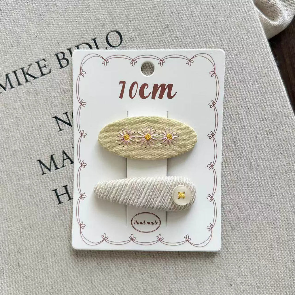 Korean Embroidered Flower Hair Clip - Modomu