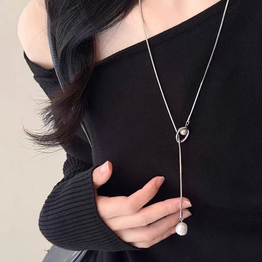 Pearl Geometric Pull-Out Necklace - Modomu