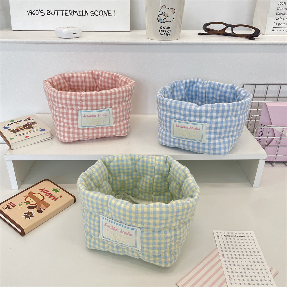 Quilted Fabric Desktop Storage Basket