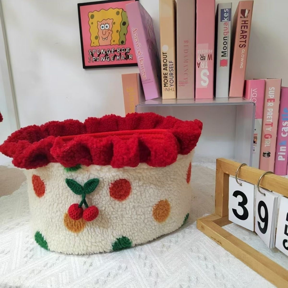 Cherry Lace Oval Storage Basket - Modomu