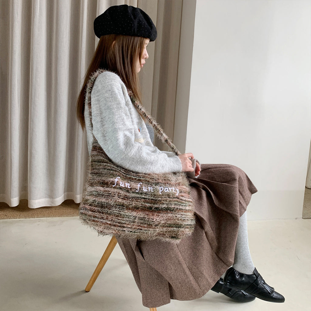 Plush Letter Crossbody Bag