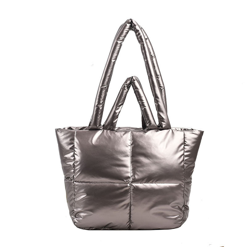 Metallic Puffer Tote Bag