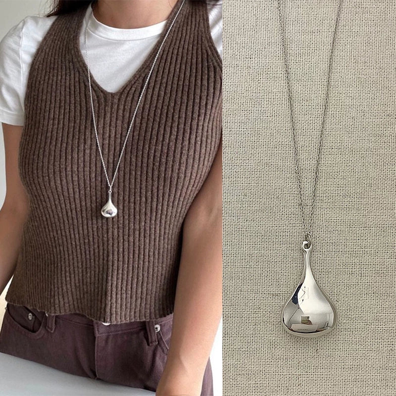 Silver Water Drop Sweater Chain