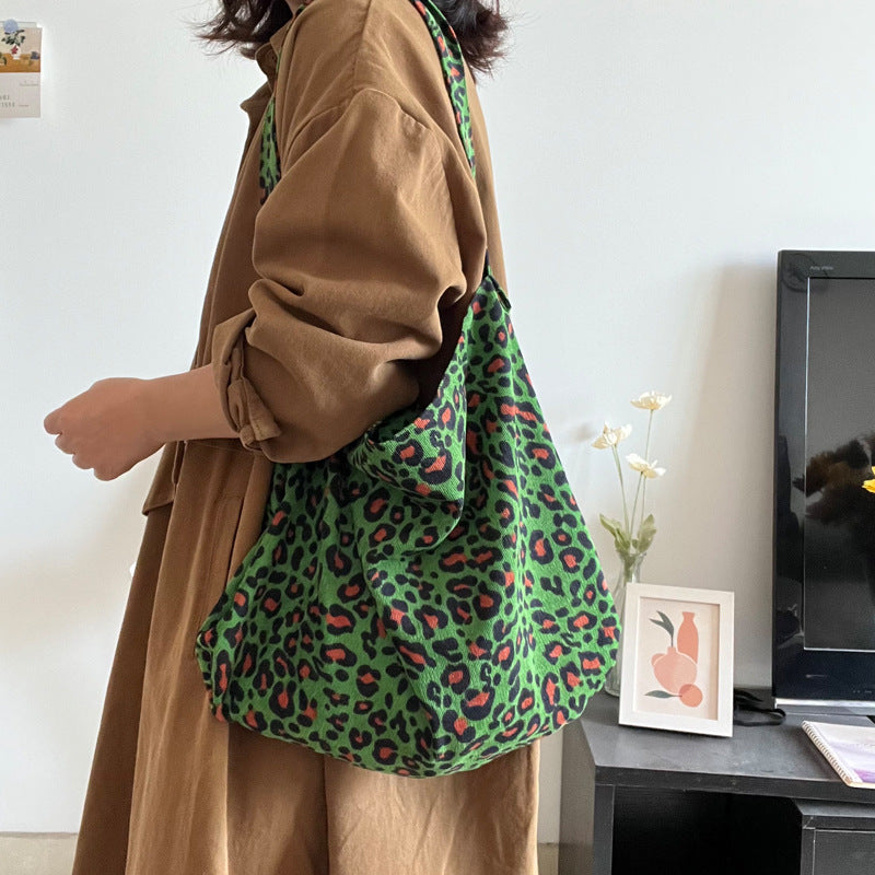 Leopard Canvas Slouch Bag