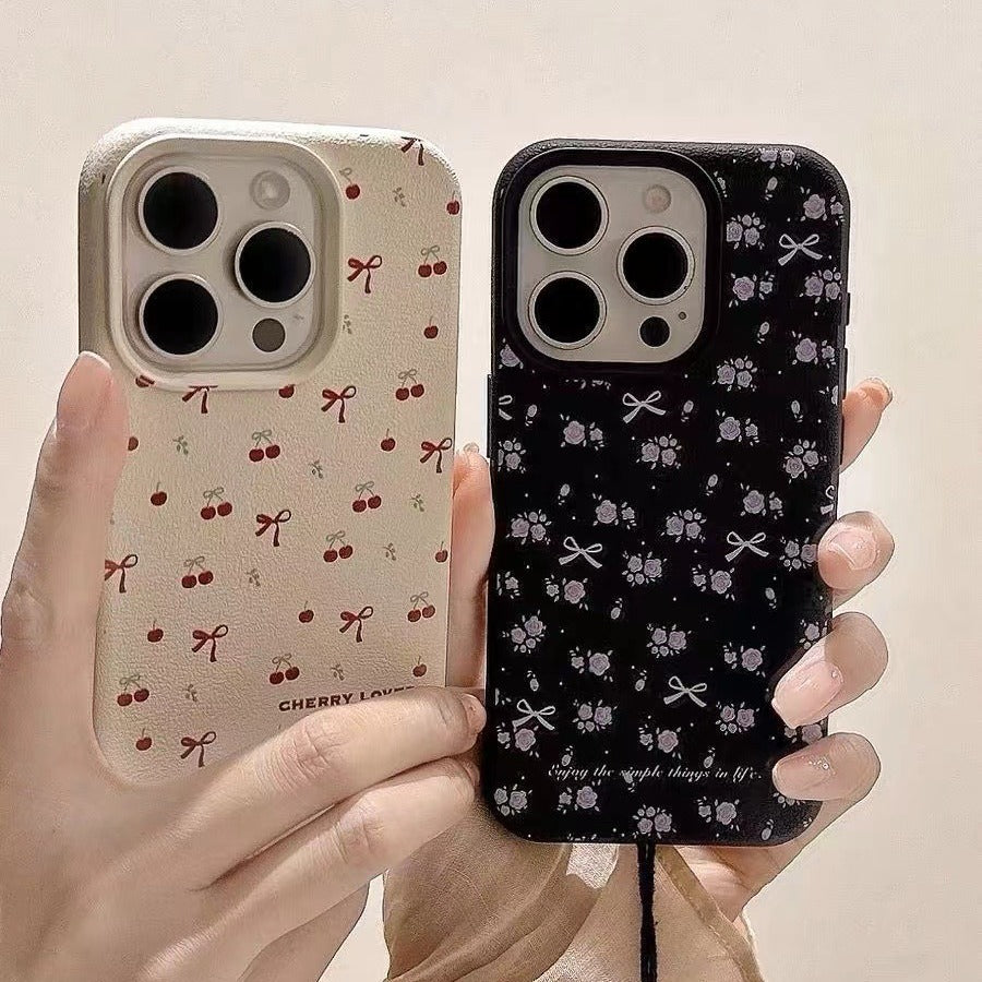 Cherry Bow Grain iPhone Case