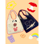 Cartoon Flocking Shoulder Tote