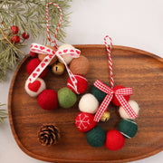 圣远新款圣诞节DIY羊毛毡铃铛花环挂饰圣诞树装饰品橱窗布置摆件