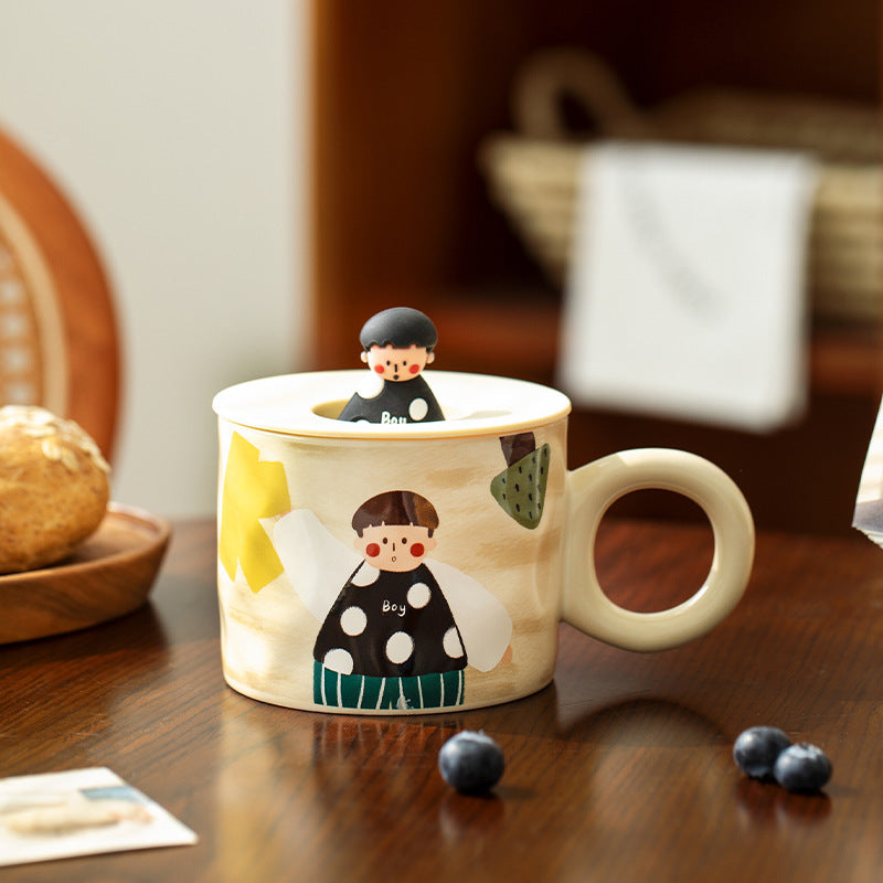 Ceramic Couple Mug With Lid - Modomu