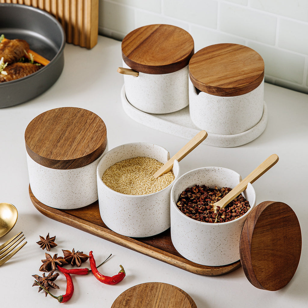 Ceramic Seasoning Jar Set Organizer