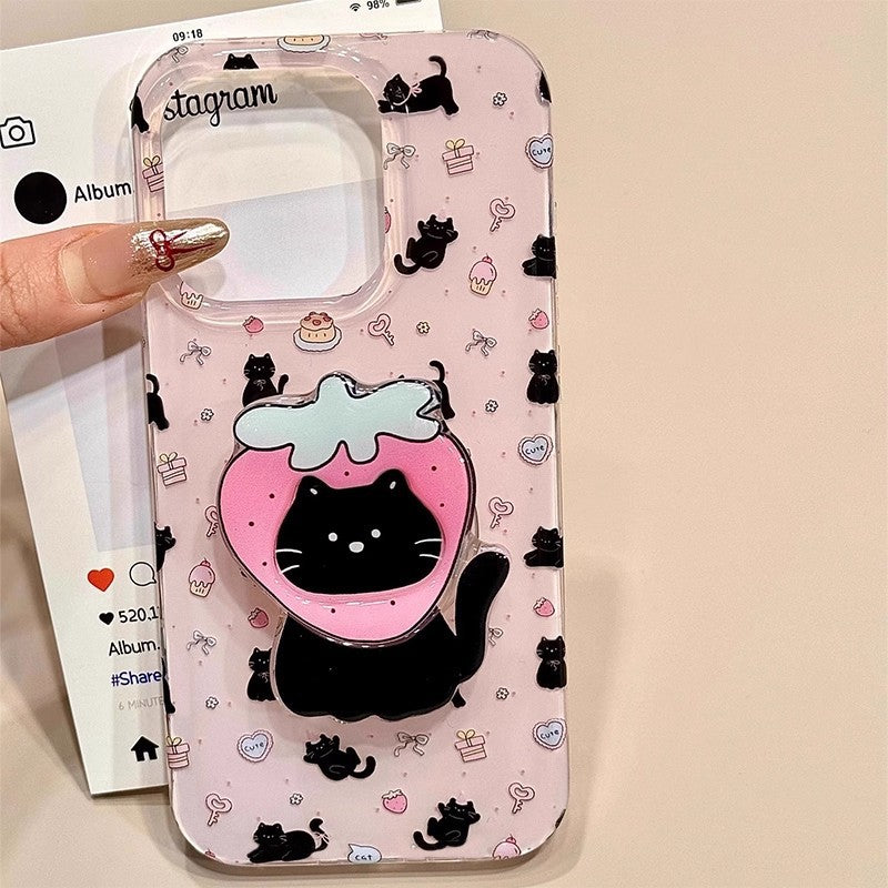 Strawberry Black Cat iPhone Case