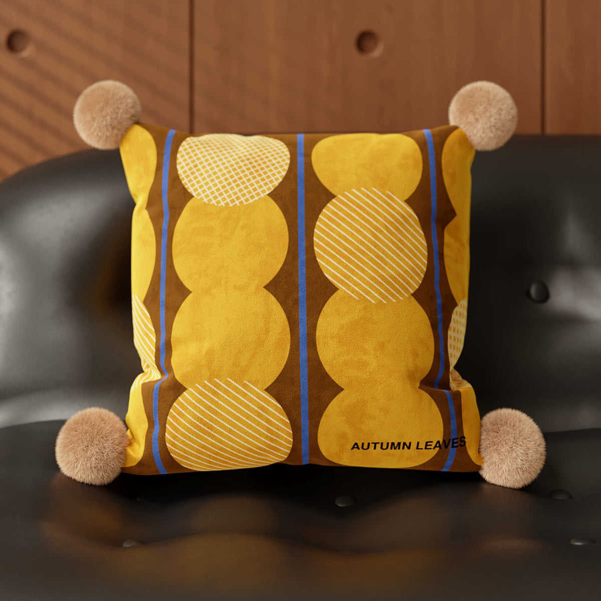 Autumn Leaves Pom Cushion