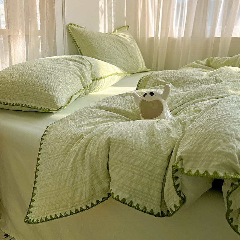 Seersucker Cotton Scallop Bedding Set
