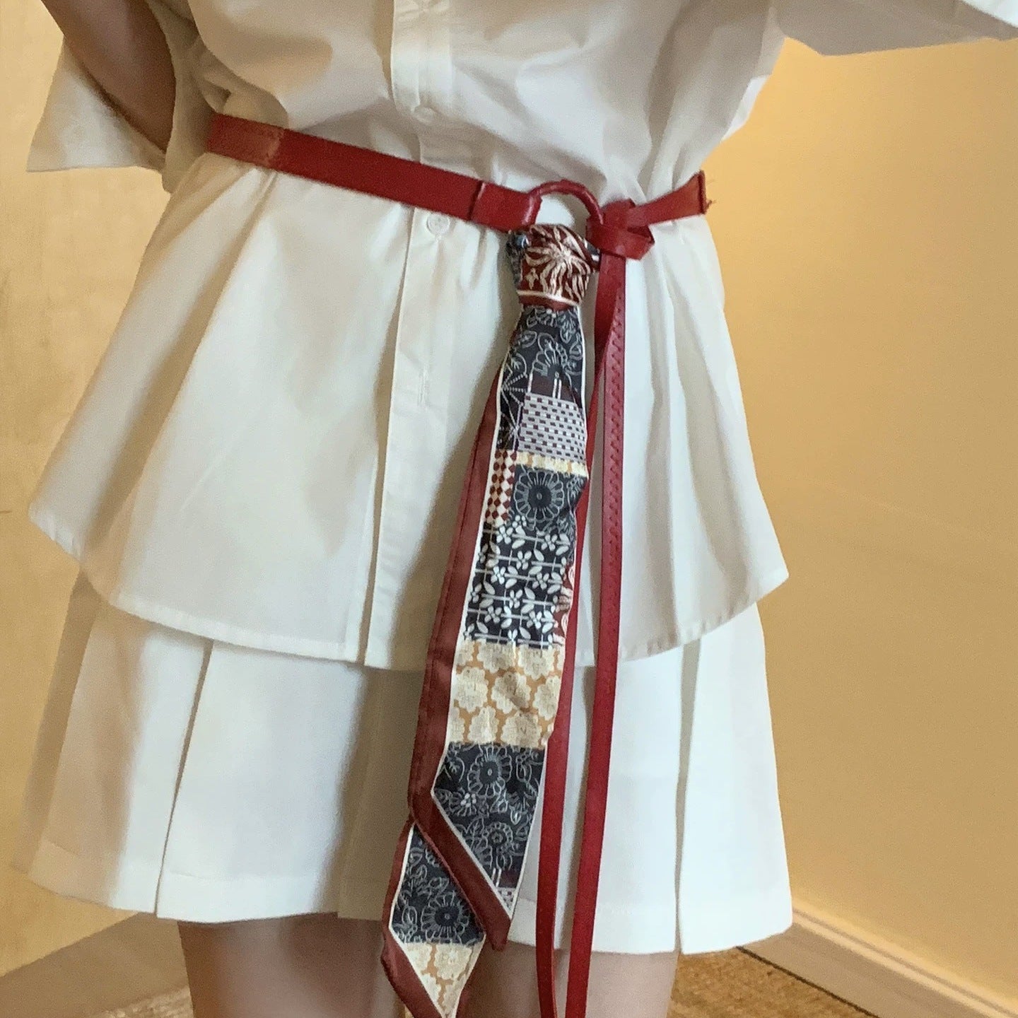 Retro Pattern Silk Scarf Belt