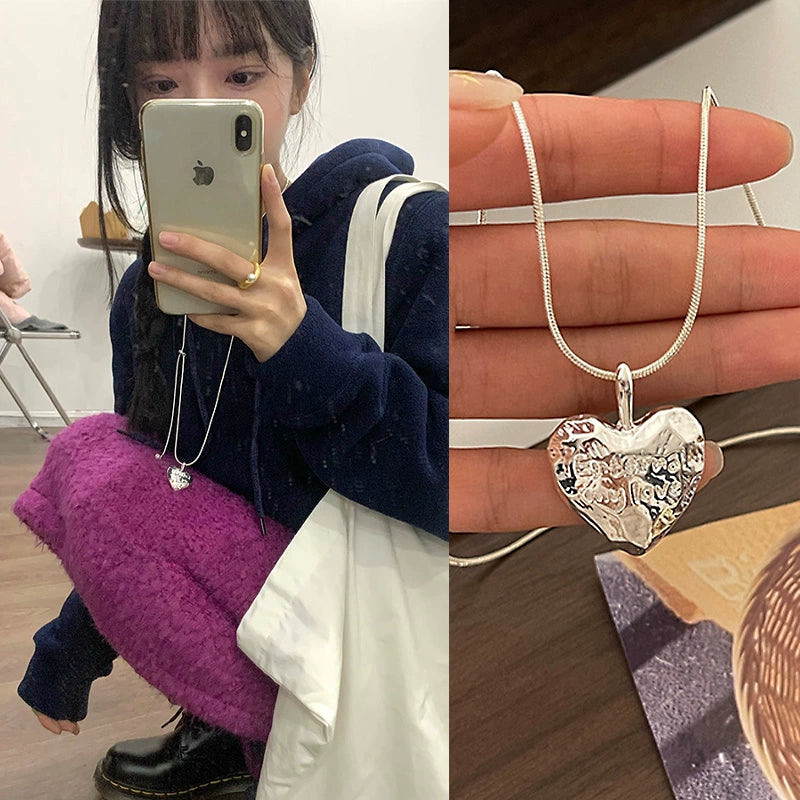 Silver-White Love Pattern Sweater Chain