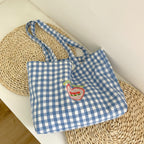 Plaid Canvas Shoulder Tote