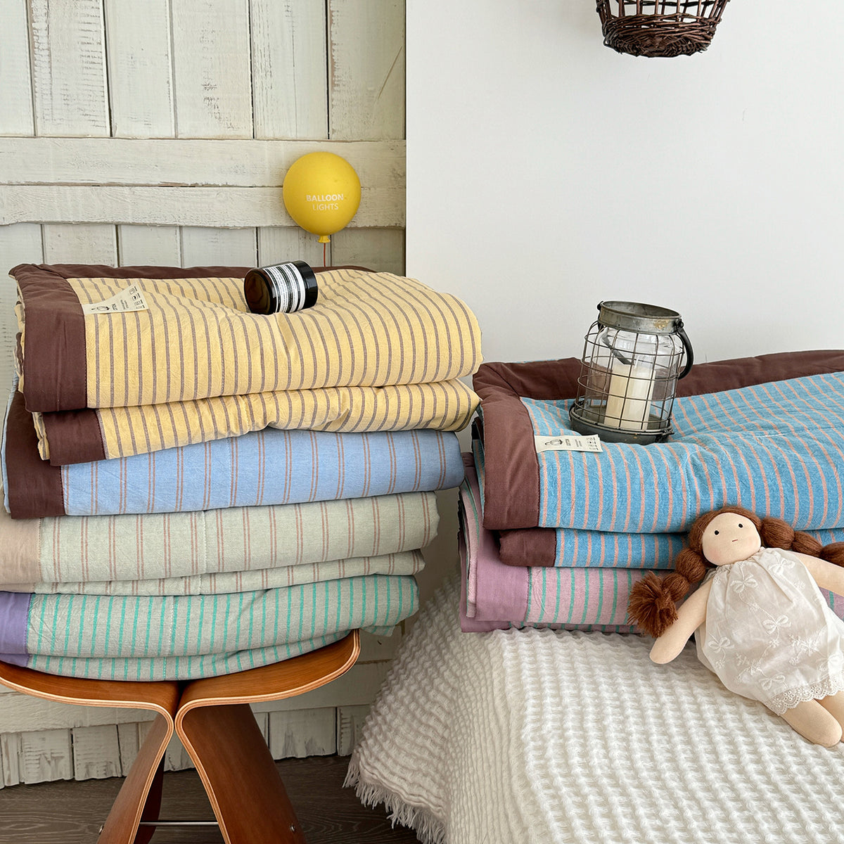 Washed Cotton Stripe Summer Quilt