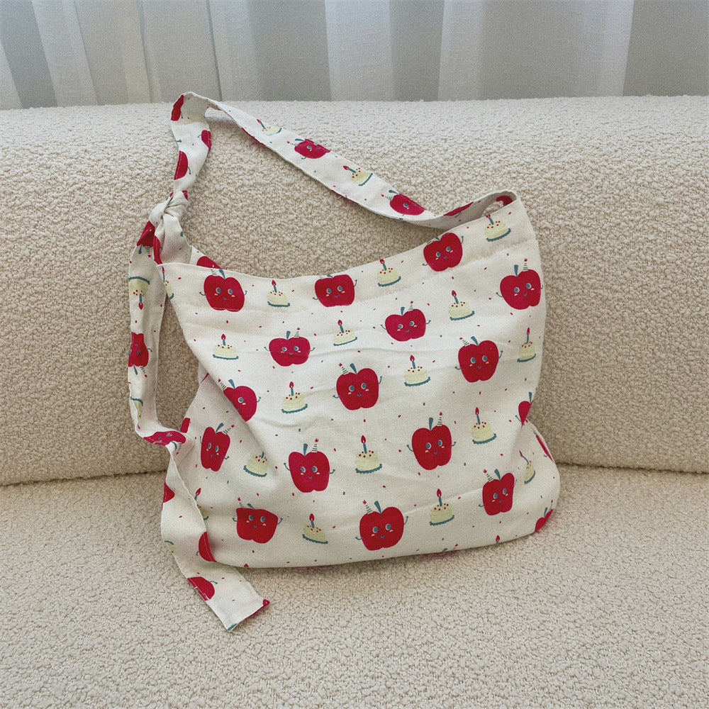 Cute Apple Canvas Messenger Tote - Modomu