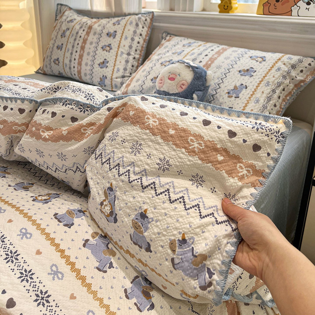 Fair Isle Scalloped Bedding Set