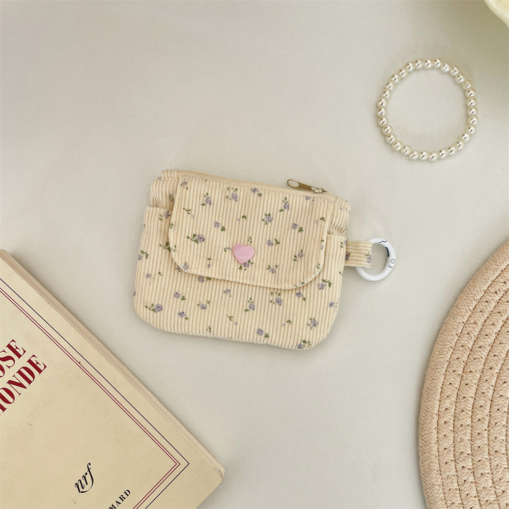 Corduroy Card Wallet With Zipper - Modomu