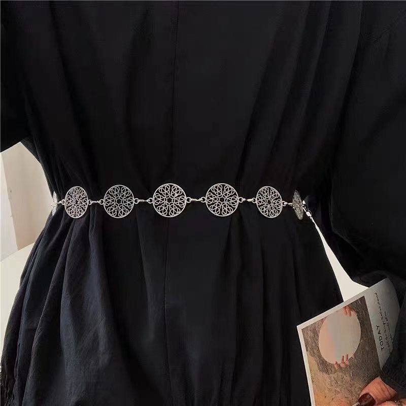 Silver Hollow Circle Waist Chain