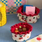 Cherry Lace Oval Storage Basket