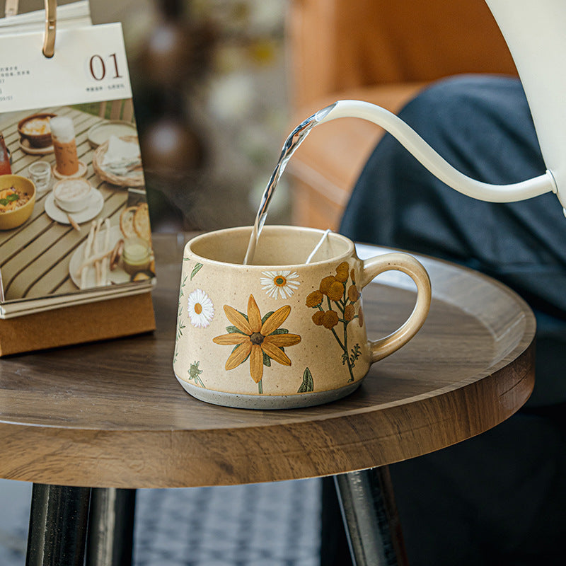 Handmade Floral Ceramic Coffee Mug - Modomu