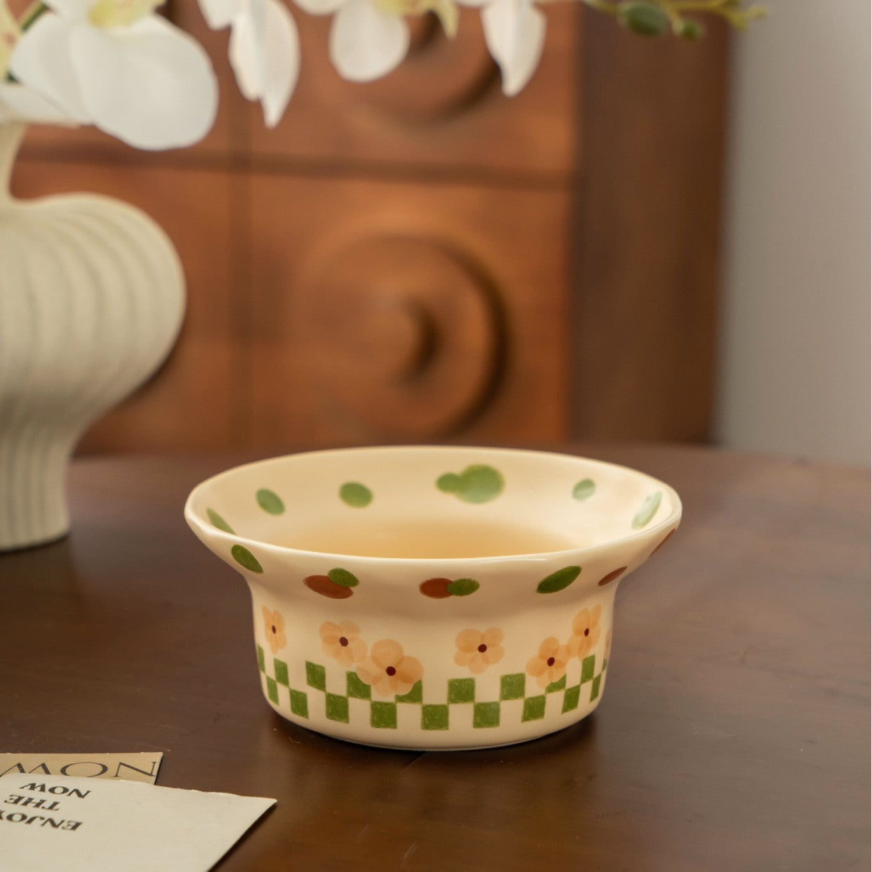 Butterfly Floral Ceramic Rice Bowl - Modomu