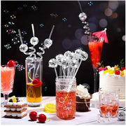 镜面球搅拌棒 3cm DISCO镜面球鸡尾酒搅拌棒透明调酒棒饮料搅拌器