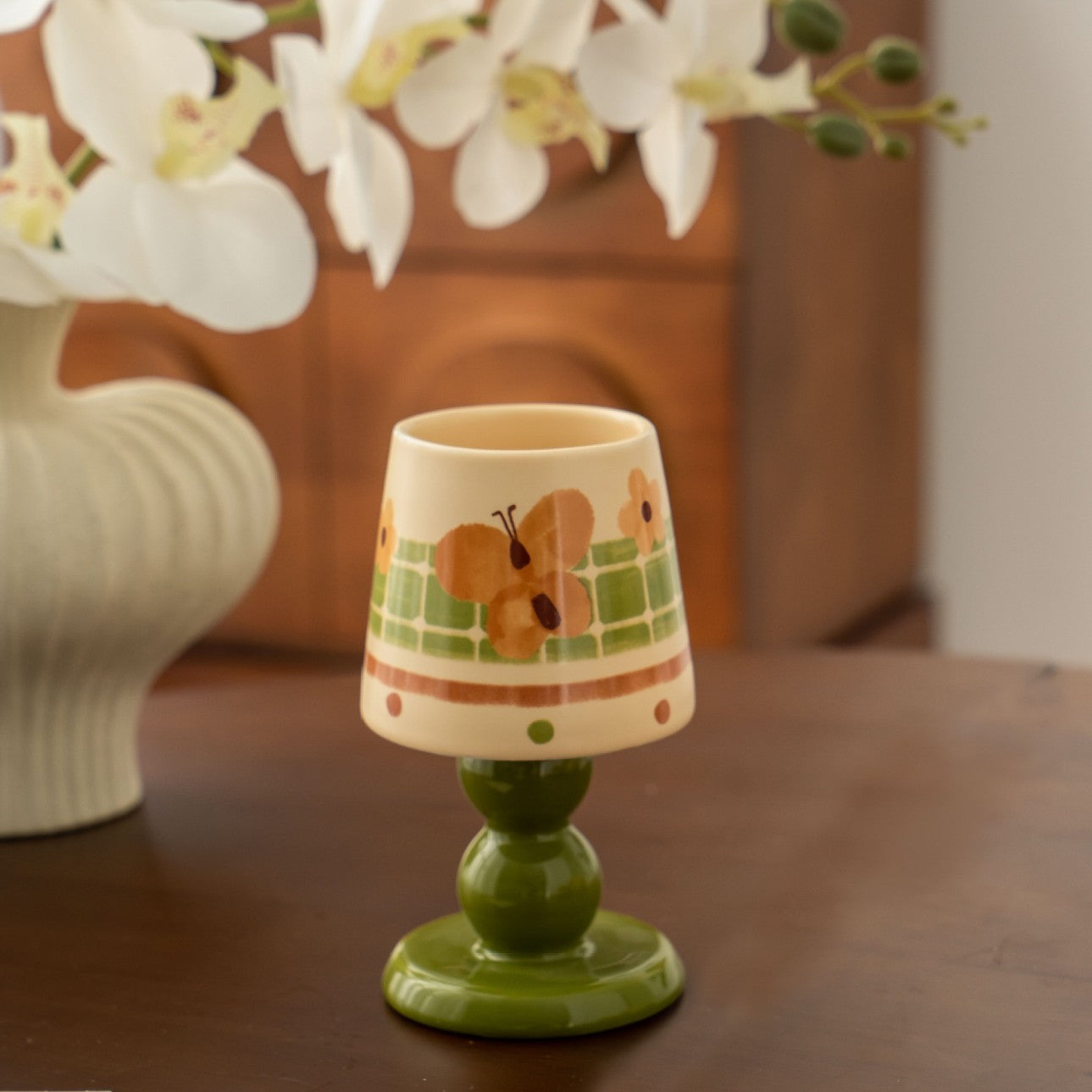 Butterfly Floral Ceramic Rice Bowl - Modomu