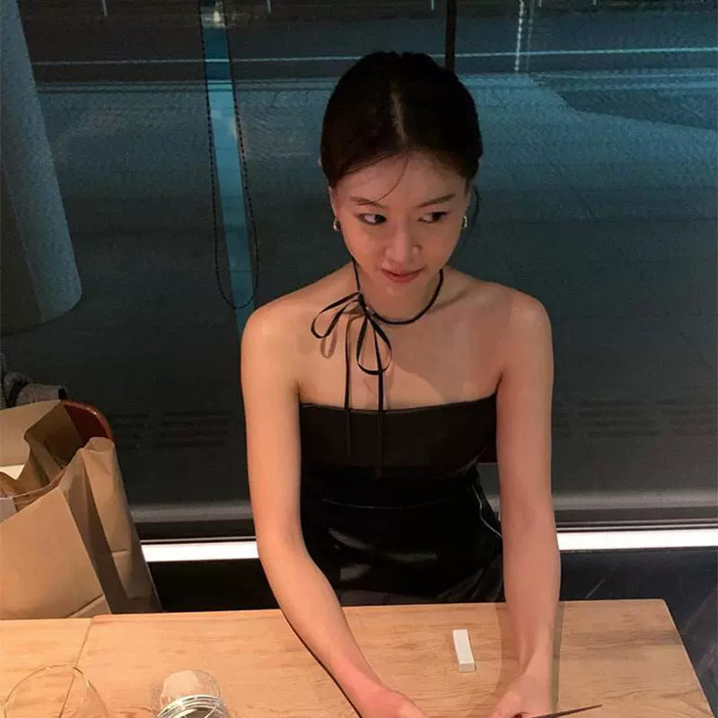 Ribbon Bow Beaded Collarbone Necklace