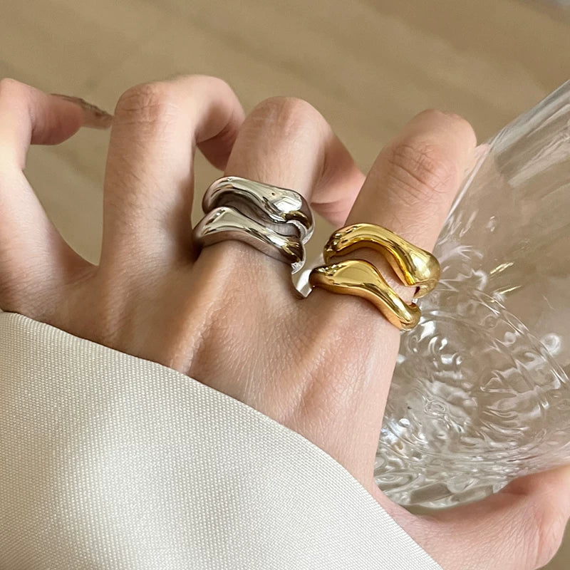Irregular Open Wave Statement Ring - Modomu