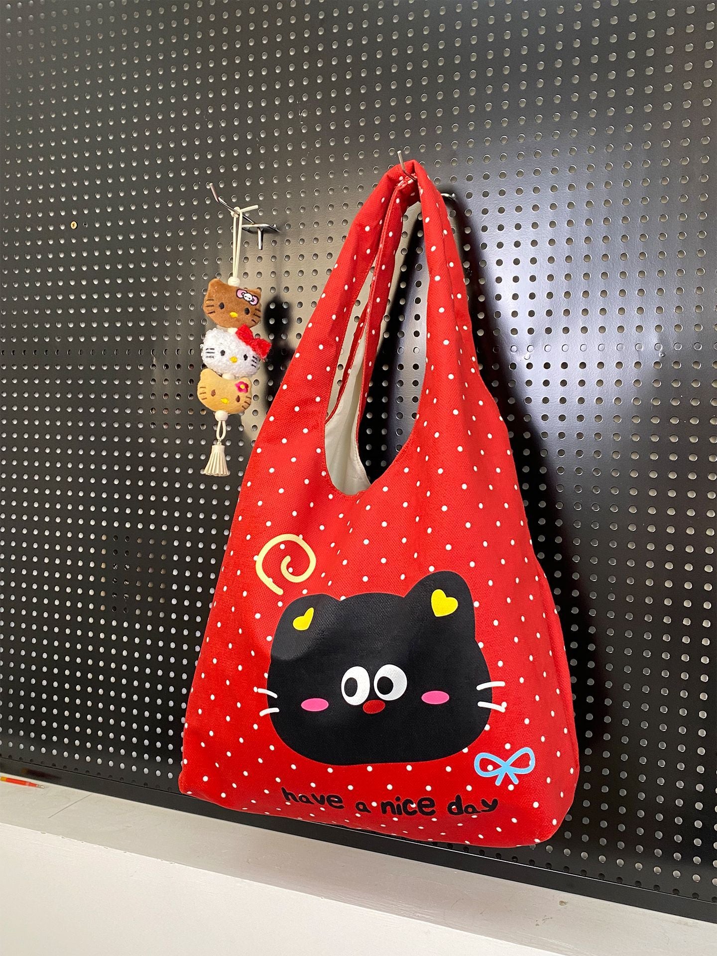 Cartoon Flocking Shoulder Tote - Modomu
