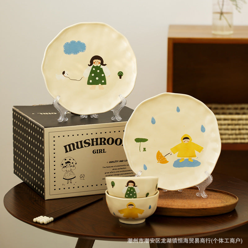 Retro Girl Ceramic Tableware Set - Modomu