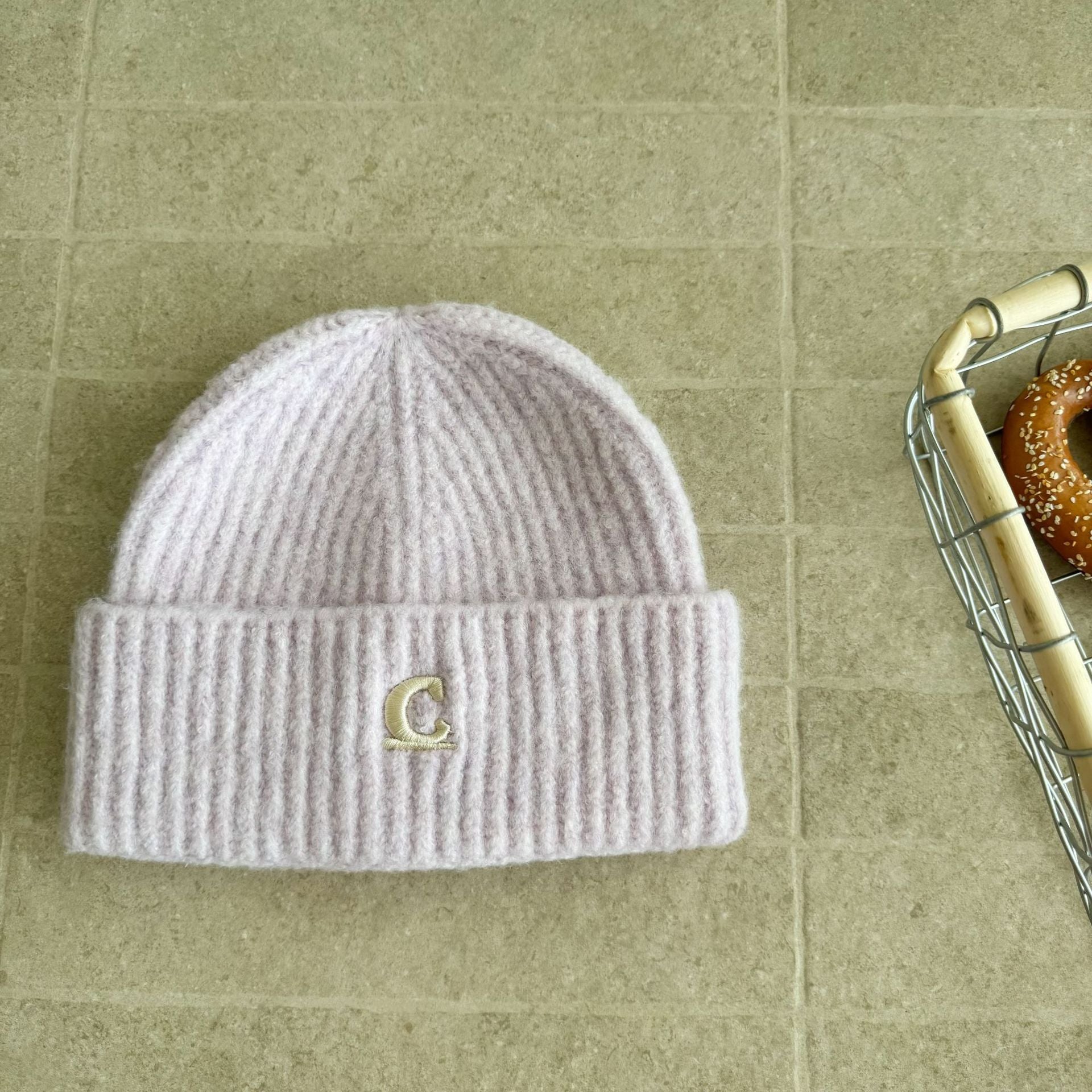 Letter C Embroidered Beanie - Modomu