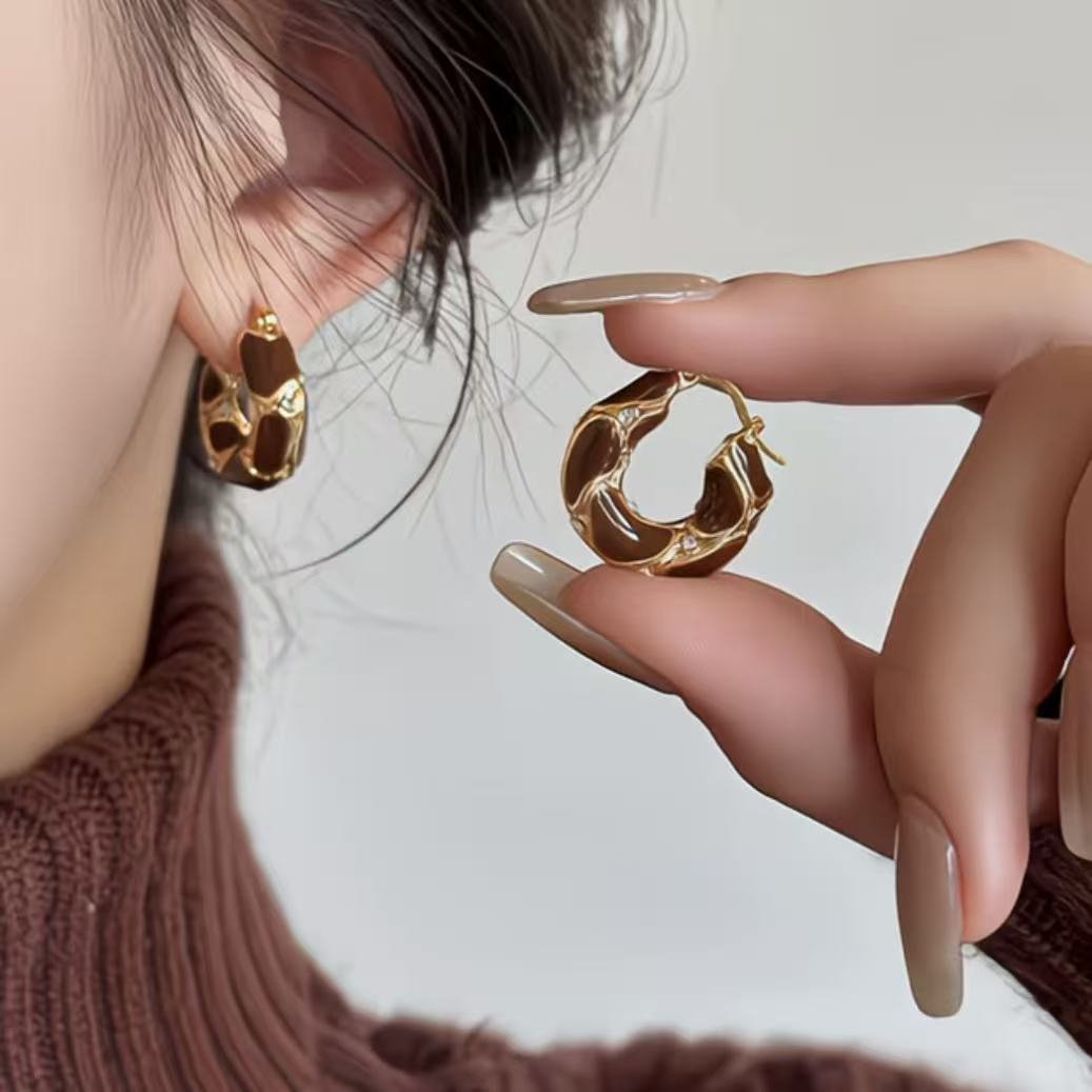 Tiger Eye Stone Hoop Earrings - Modomu